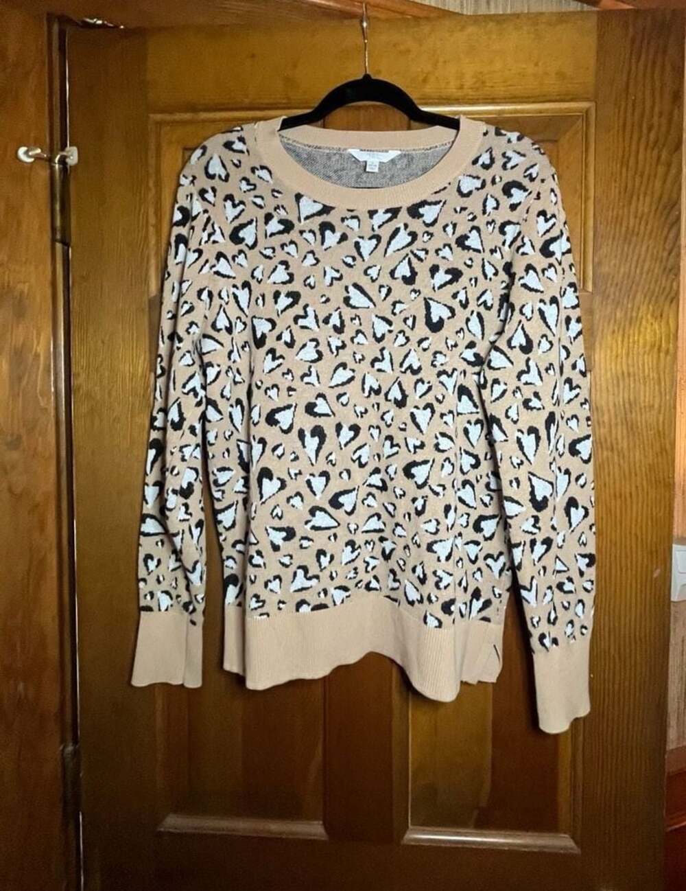 Time and Tru Heart Print Sweater Size L (12-14)